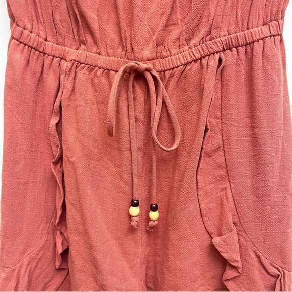 Pink Lily Never A Compromise Terracotta Strapless Linen Romper Women's Small - Picture 10 of 14